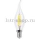 Лампа светодиодная филаментная Feron E14 7W 2700K Свеча на ветру Прозрачная LB-67 25727. 